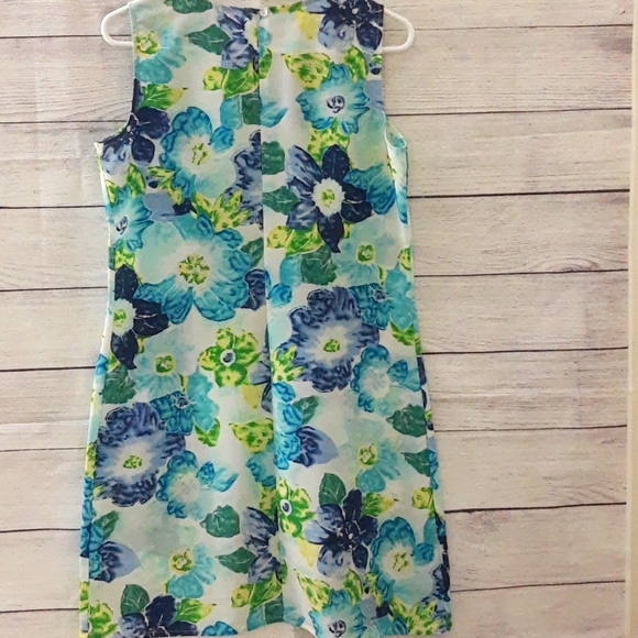 NY&Co Floral Watercolor Print Tank Dress VTG 90s Blue Green Size 8 - Picture 5 of 10